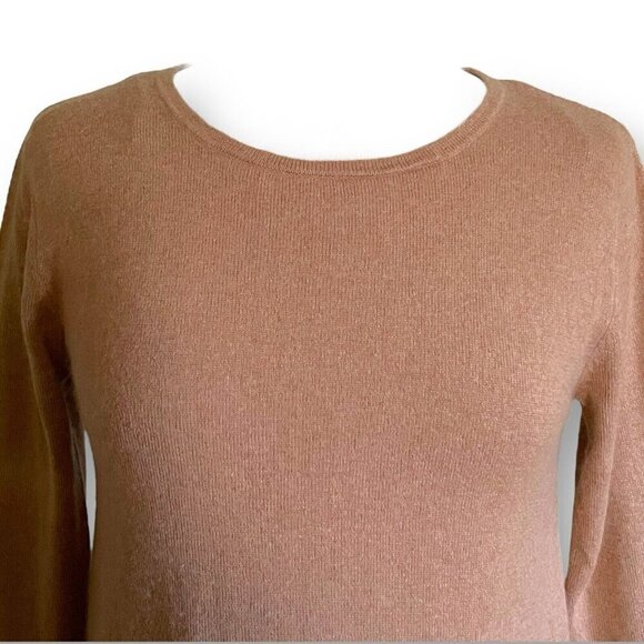 Alashan Womens Sweater Sz XS Small Tan Cashmere Silk Minimalist Quiet Luxury - Picture 3 of 6
